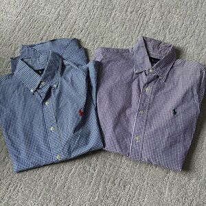 Ralph Lauren Gingham Button-Down Shirt Pair - Blue and Purple